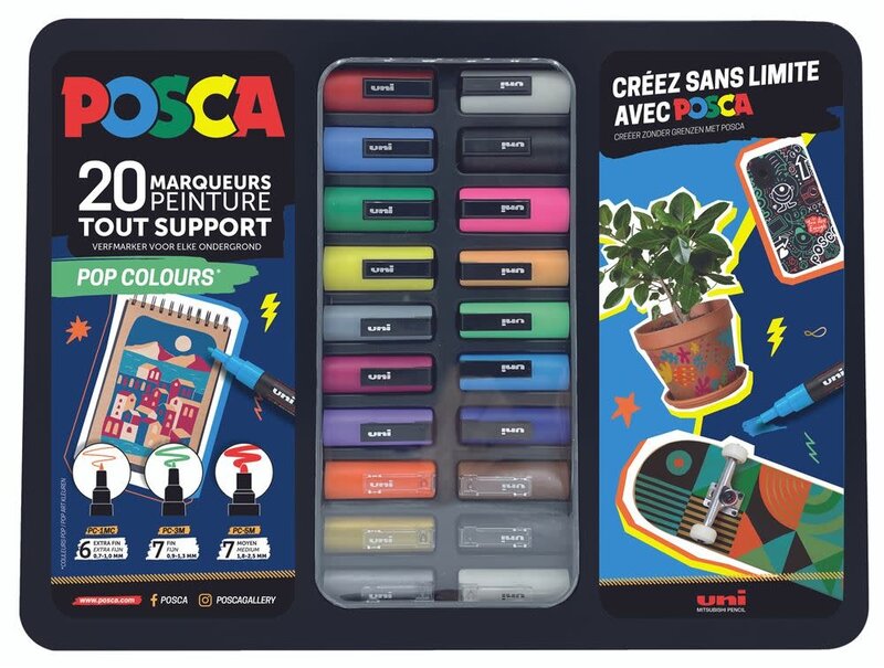 Offre Spéciale : Mallette de 20 marqueurs Posca Manga Tattoo + Besace noire  uniball - Marqueur Posca - Creavea