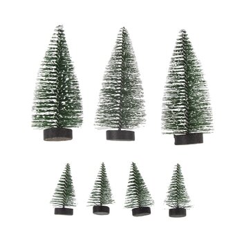 RAYHER Sapin déco enneigé, vert sapin, 5cm x 4pces./10cm x 3pces, boîte 7pces