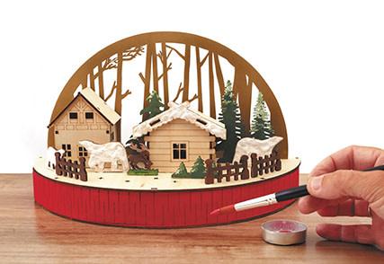 GRAINE CREATIVE Maquette Bois Decor Village 30*15*18 Ours