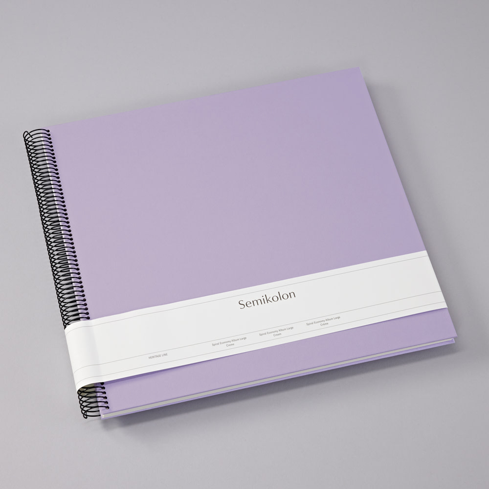 SEMIKOLON Album photos spiralé Economy Large Lilas pages crème 34,5×33,2cm