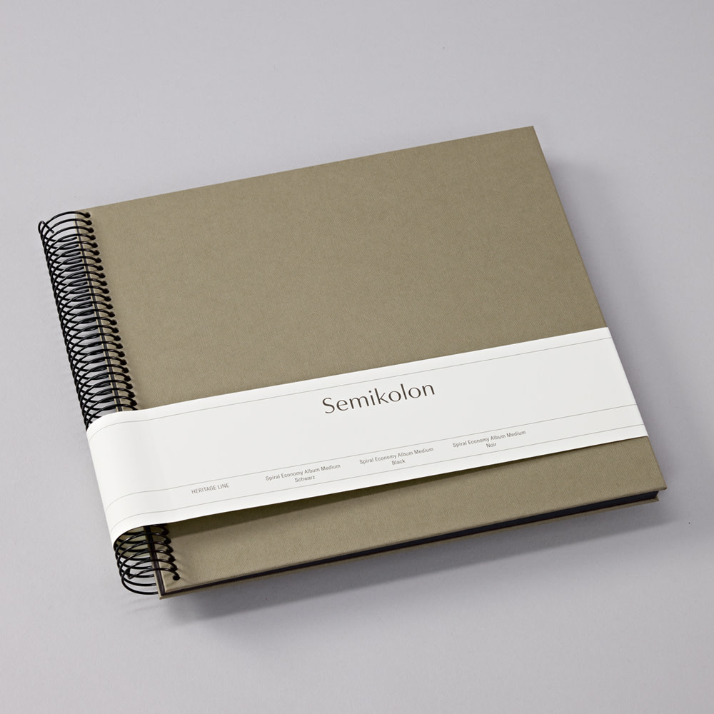 SEMIKOLON Album photos spiralé Economy Medium Fango pages noires 23x24,5cm