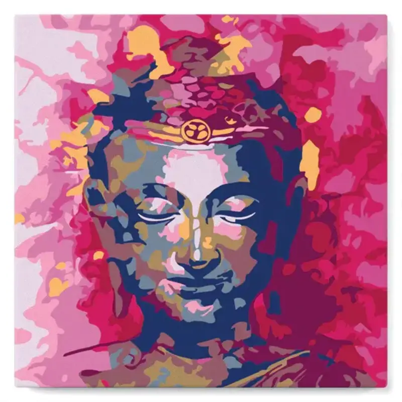 FIGURED'ART Mini Peinture par Numéros Bouddha précieux 20x20cm toile tendue sur chassis