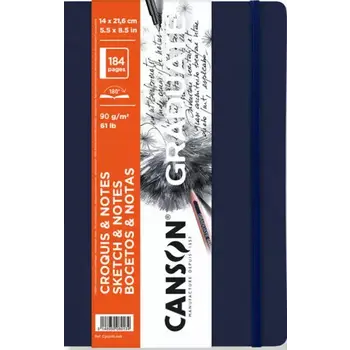 CANSON Book Cousu Canson® Graduate Sketch & Notes 92Fl/184P 14X21,6 90G Couv Souple Bleu Fonce