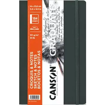 CANSON Book Cousu Graduate Sketch & Notes 92Fl 14x21,6cm 90G Gris Foncé