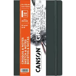 CANSON Book Cousu Canson® Graduate Sketch & Notes 92Fl/184P 14X21,6 90G Couv Souple Gris Fonce