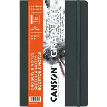 CANSON Book Cousu Canson® Graduate Sketch & Notes 92Fl/184P 14X21,6 90G Couv Souple Gris Fonce