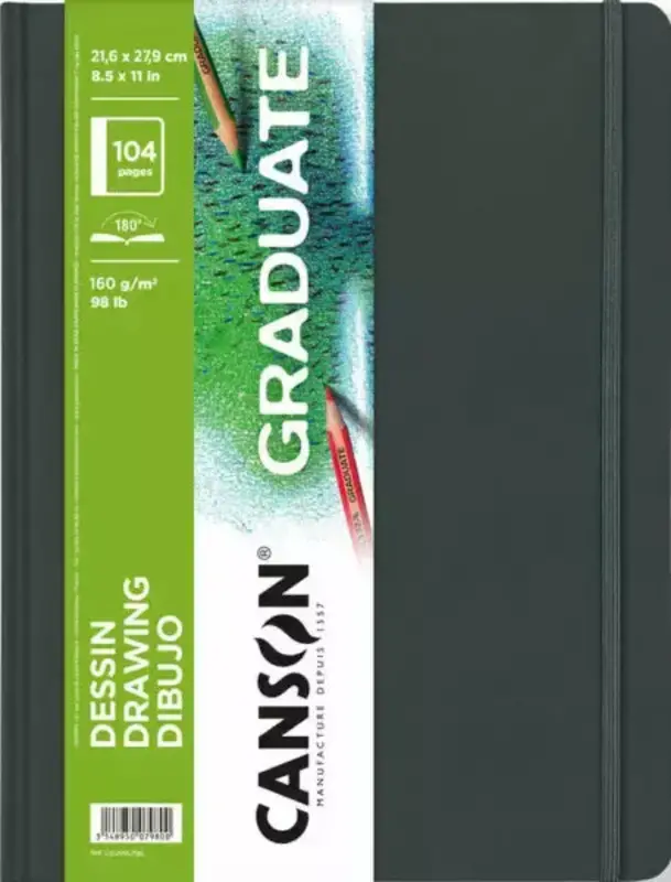 CANSON Graduate Book Dessin 104p 21,6x27,9cm 160G couv rigide Portrait