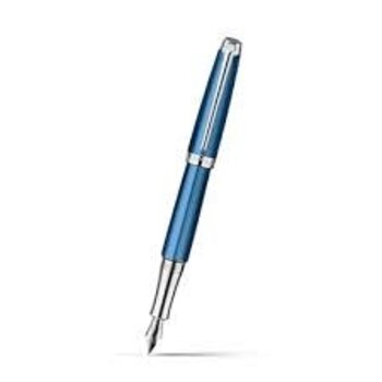 CARAN D'ACHE Stylo plume, Léman Grand Bleu argenté/rhodié - bec B