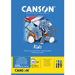 CANSON Bloc Kids Peinture A4 200g/m² 20 Feuilles