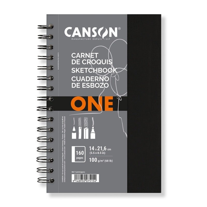 Carnet De Dessin Canson 1557 - 30 Feuilles 180g/m² Extra Blanc, Spirale, 14.8x21 Cm