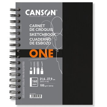 CANSON Album 80Fl One Sketch Book Noir 21.6X27.9 100G