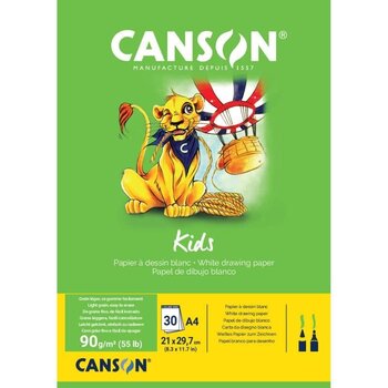 CANSON Bloc Kids Dessin Papier Blanc 30Fl A4 90G