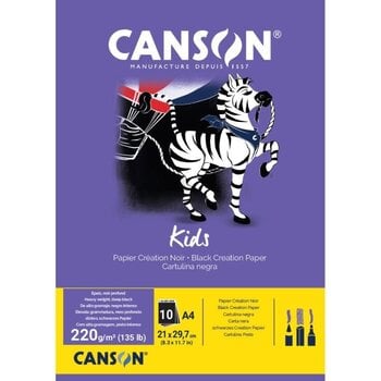 CANSON Bloc Kids Creation Noir 10Fl A4 220G