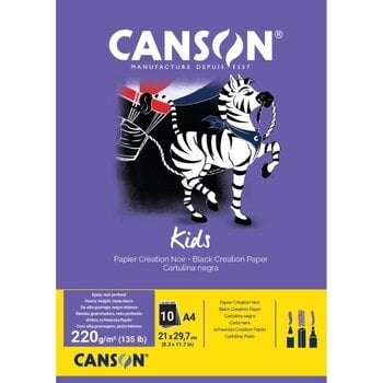 CANSON Kids Creation Black 10Fl A4 220G/m² pad