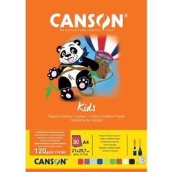 CANSON Bloc Kids Création Couleurs Assorties A4 120g/m² 30 Feuilles