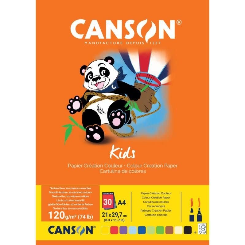 CANSON Bl Kids Creation Couleur 30Fl A4 120G X10 Couleurs Assorties
