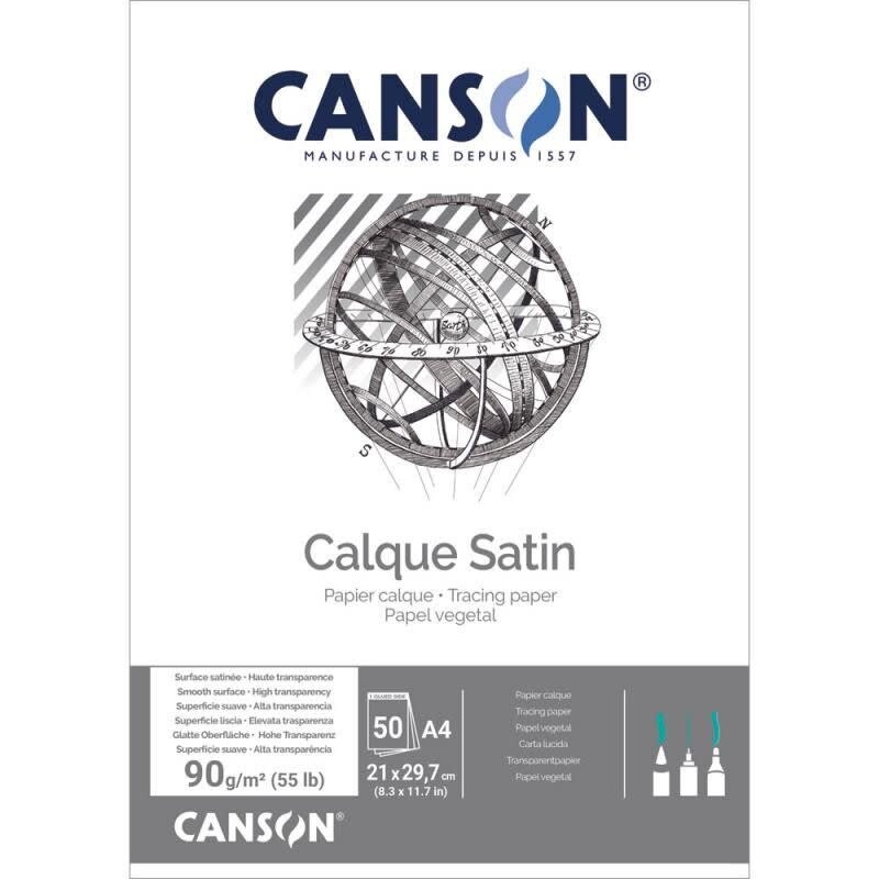 CANSON Bl Calque Satin A4 50 Feuilles 90/95G