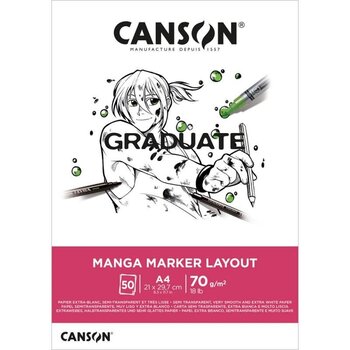 CANSON Bloc de 50 feuilles de papier Manga Marker Layout blanc 'Canson' 70g mesurant 21 cm x 29.7 cm