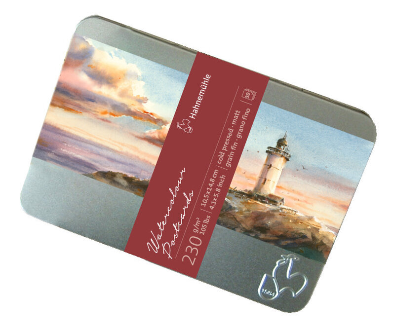 HAHNEMÜHLE Boite Cartes Postales Aquarelle, grain fin  230g/m², 10x15cm