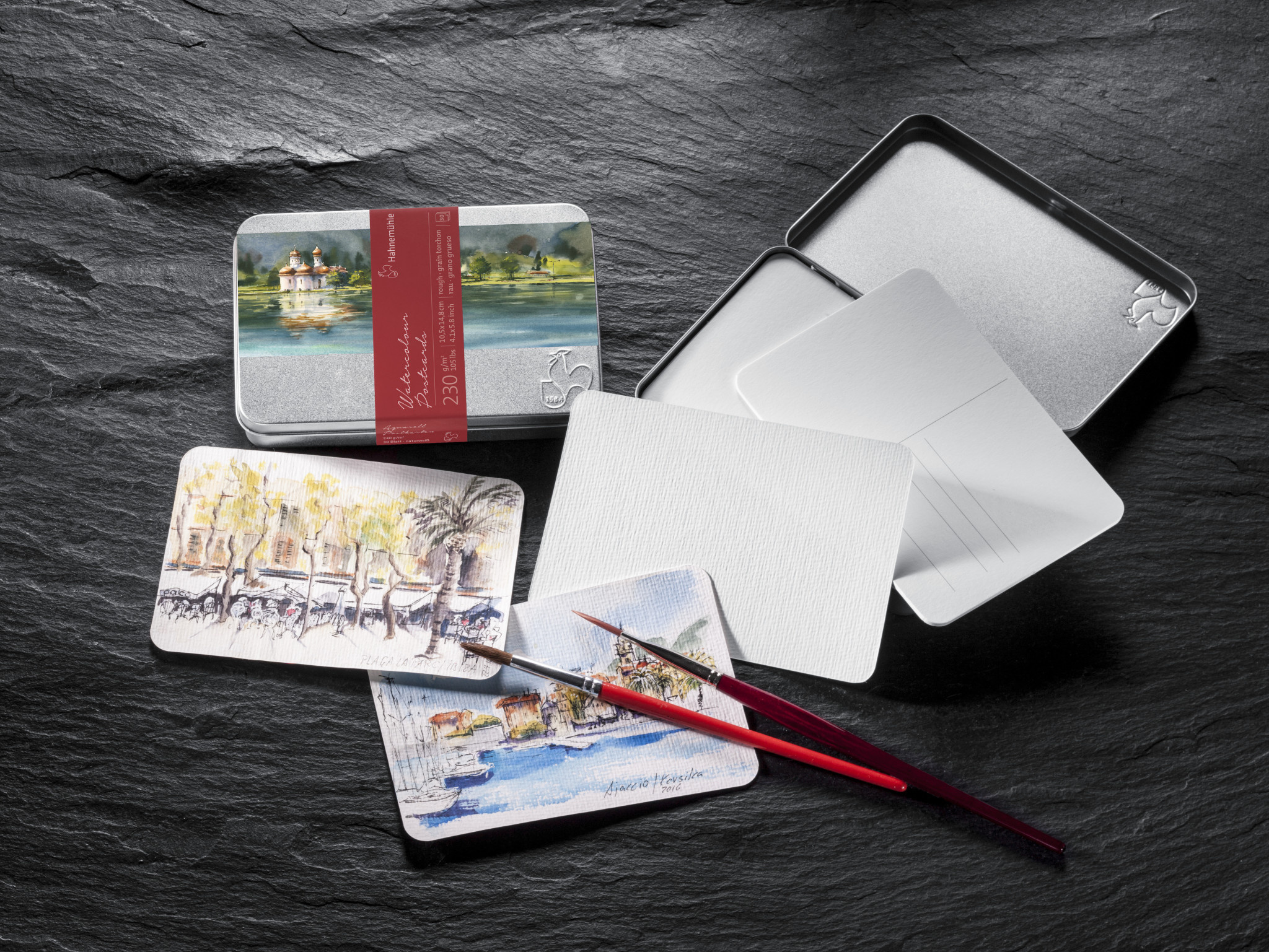 HAHNEMÜHLE Boite Cartes Postales Aquarelle, grain torchon 230g/m², 10x15cm