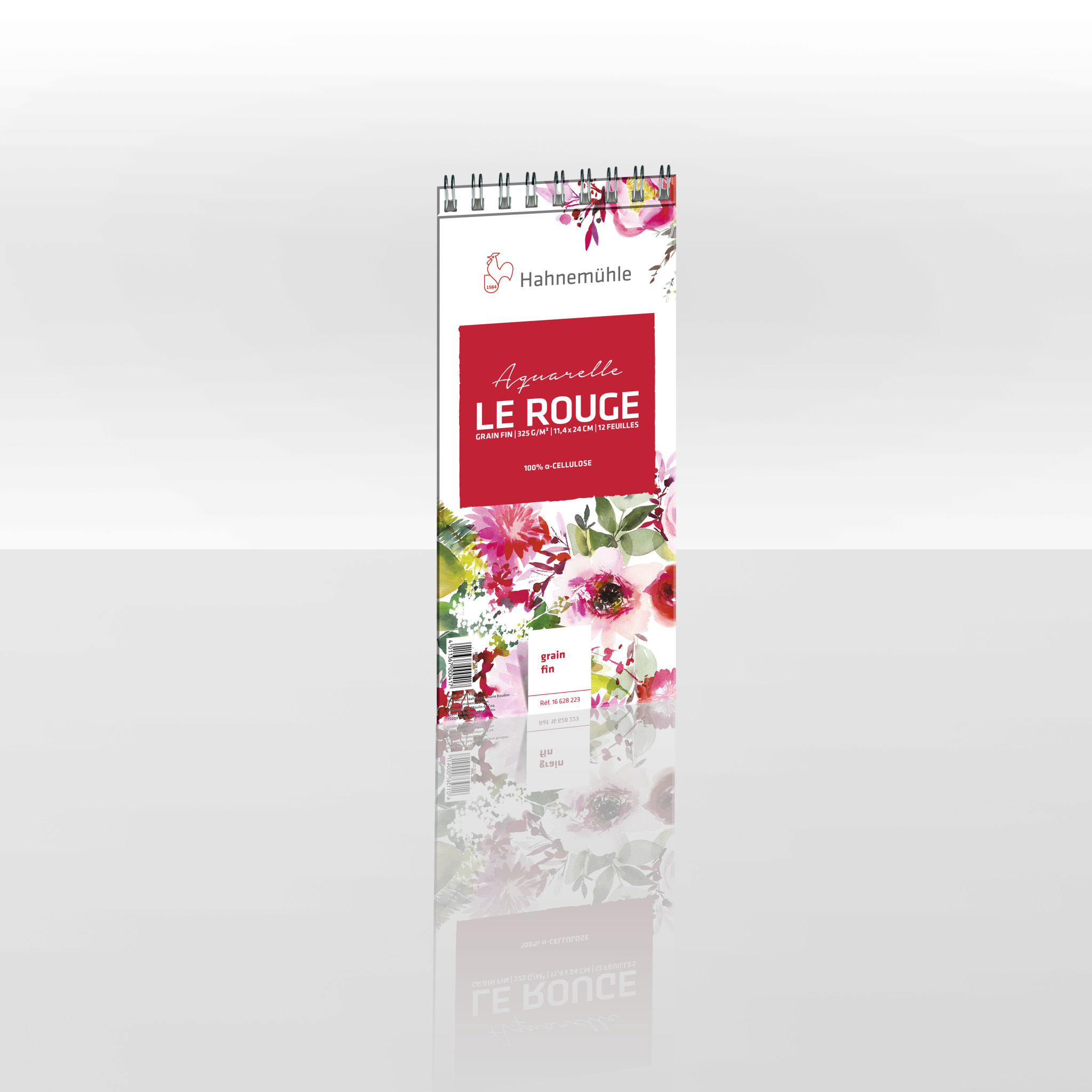 HAHNEMÜHLE Bloc Aquarelle "LeRouge" grain fin 11,4x24cm 325g/m², spirales, 12 feuilles