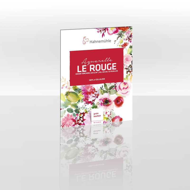 HAHNEMÜHLE Bloc Aquarelle "LeRouge" grain fin  30x40cm, 325g/m², 12 feuilles