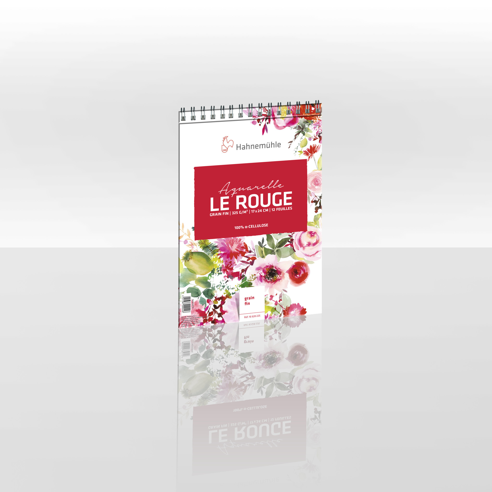 HAHNEMÜHLE Bloc Aquarelle "LeRouge" grain fin 17x24cm, 325g/m², spirales, 12 feuilles