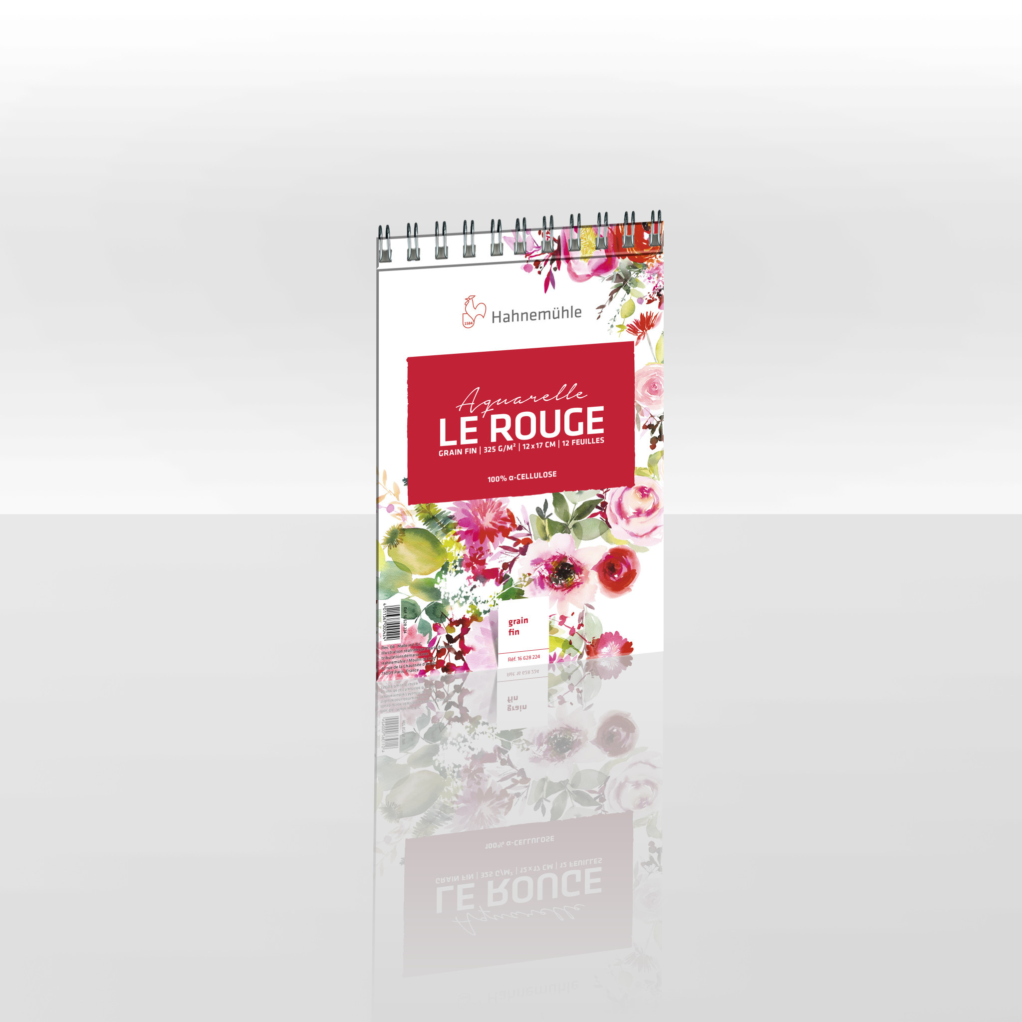 HAHNEMÜHLE Bloc Aquarelle "LeRouge" grain fin 12x17cm, 325g/m², spirales, 12 feuilles