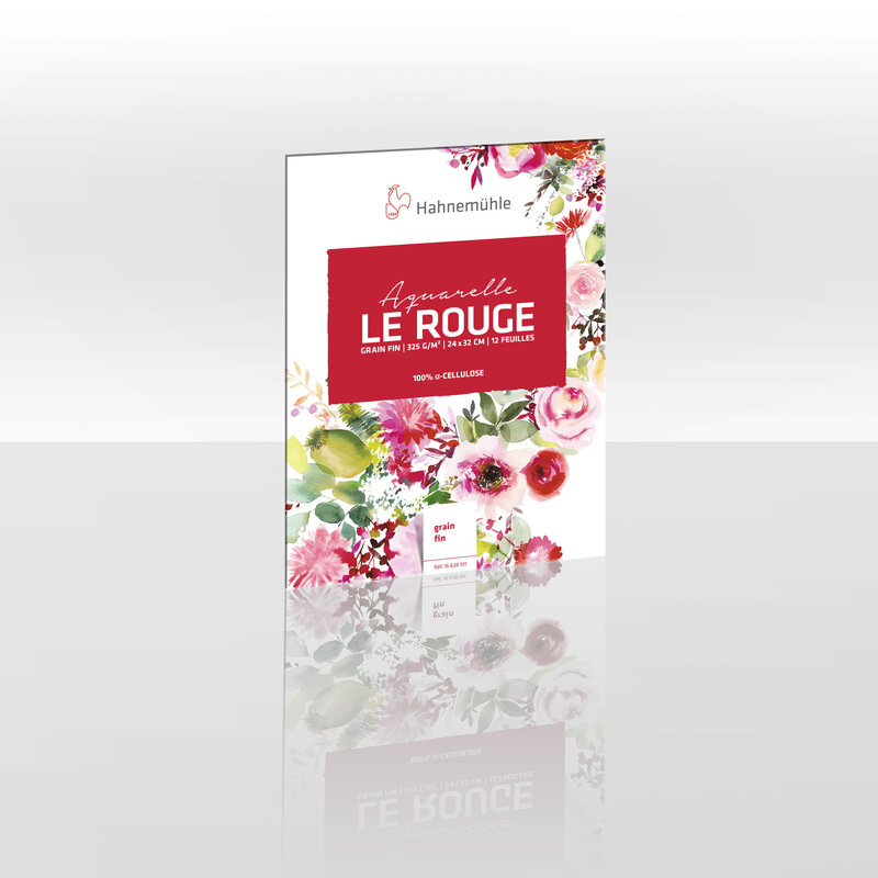 HAHNEMUHLE Bloc Aquarelle "LeRouge" grain fin 325g/m², 24x32cm, 12feuilles