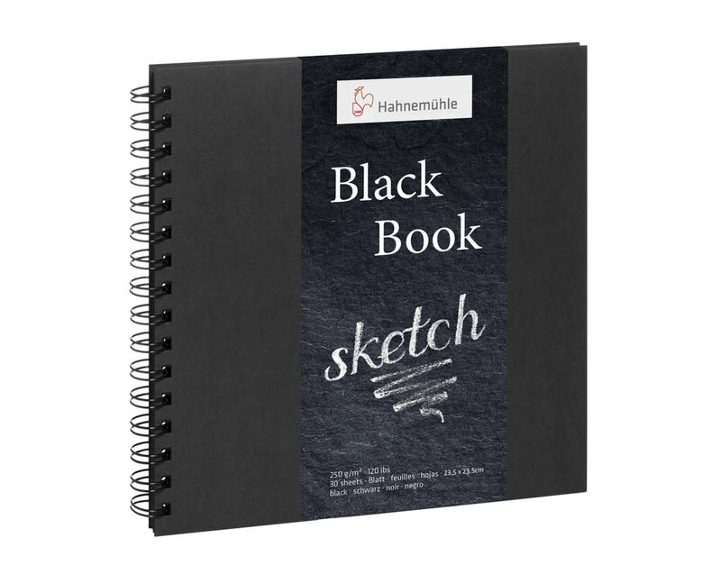 HAHNEMUHLE Livre Croquis "BlackBook"  250g/m², 23,5x23,5cm, 30 feuilles