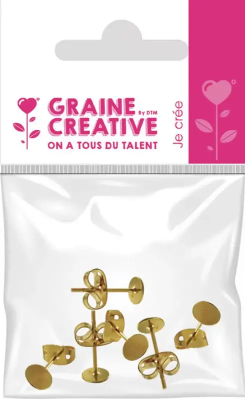 GRAINE CREATIVE Sachet De 6 Attaches B. Oreilles Coloris Or