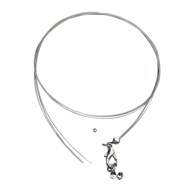 RAYHER Fil pour bijoux-collier, 0,4mm ø, 50cm, platine, av. carab.+perle à écraser, sct.-LS 1pce