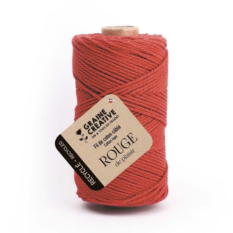 GRAINE CREATIVE Bobine De Coton Cable Recycle Rouge