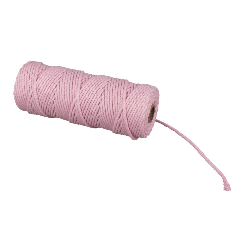 RAYHER Fil pour macramé, 3mm ø, rose pastel, env. 210g, rouleau 70m