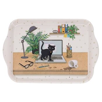 KIUB Plateau Mélamine Pm Bug Art Chaton Ordi 21x14cm