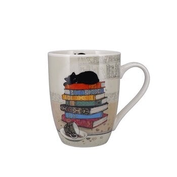 KIUB Mug Arrondi 340 Ml + Boite Ouverte Bug Art Chaton Livres