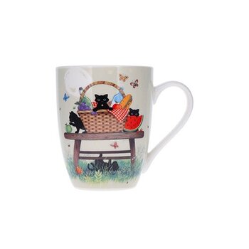 KIUB Mug Arrondi 340 Ml + Boite Ouverte Bug Art Chatons Pic Nic