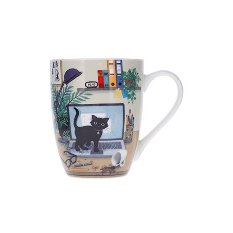 KIUB Mug Arrondi 340 Ml + Boite Ouverte Bug Art Chaton Ordi