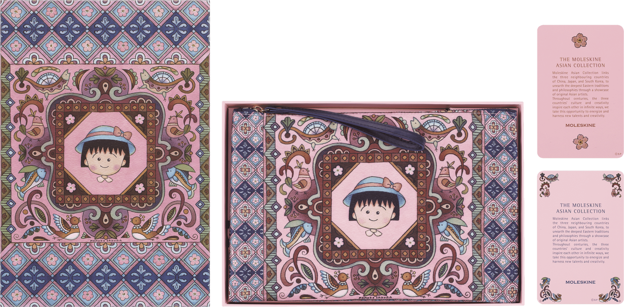 MOLESKINE Set Sakura Maruko Carnet Ligné Large + Carnet Uni Large + Pochette