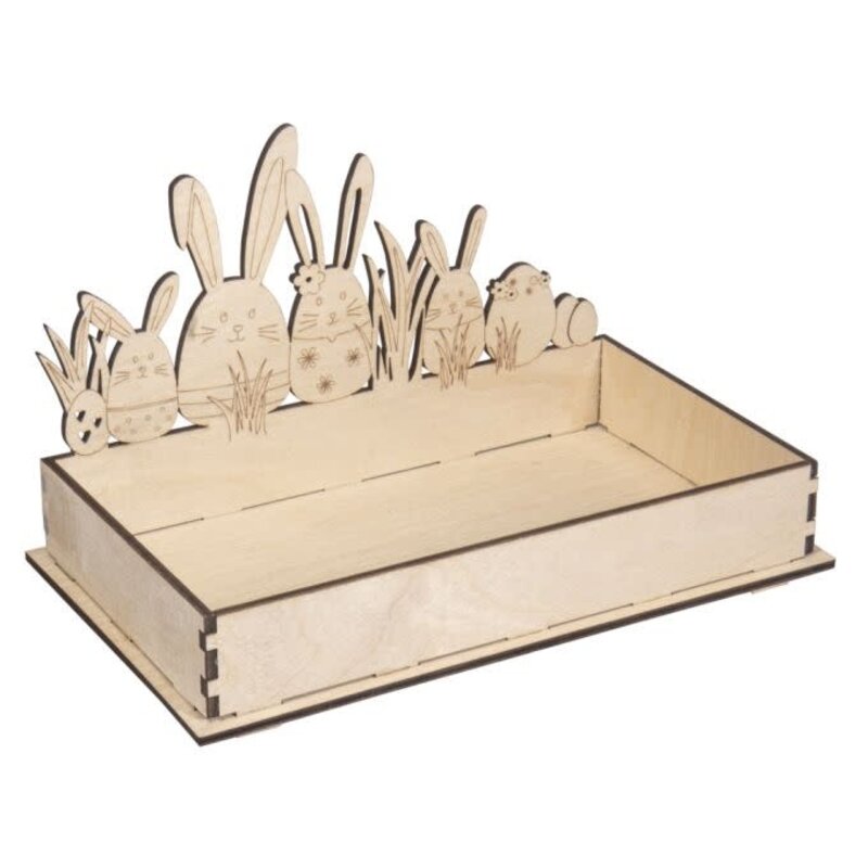 RAYHER Plateau bois Lapin Pâques,FSC Mix Credit, nature, 20x12x12,5cm, sct.-LS 1kit