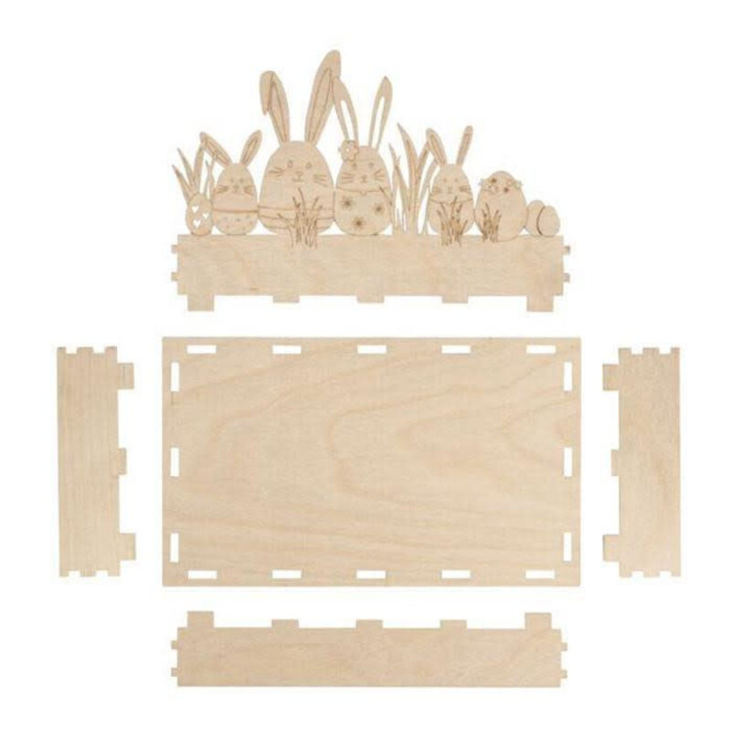 RAYHER Plateau bois Lapin Pâques,FSC Mix Credit, nature, 20x12x12,5cm, sct.-LS 1kit