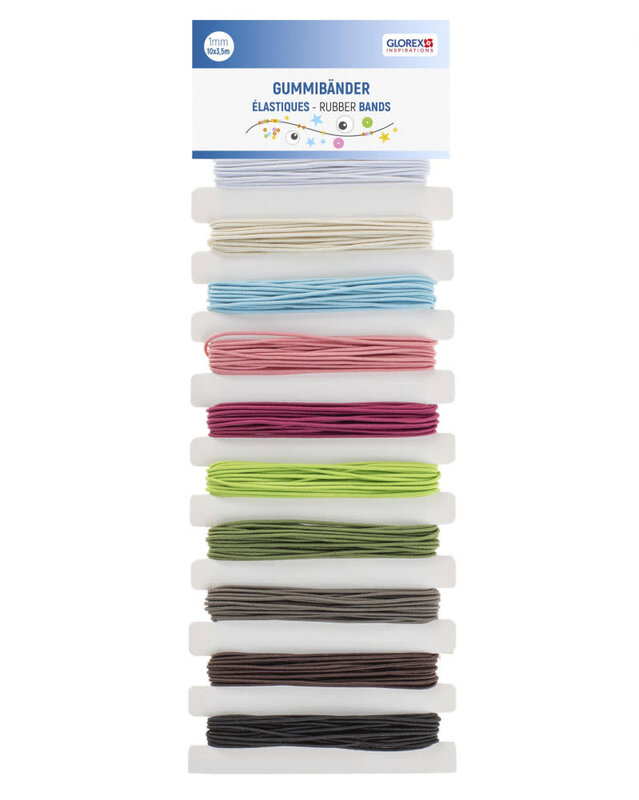 GLOREX Elastiques 10 couleurs 10x3,5m Ø 1mm 2024