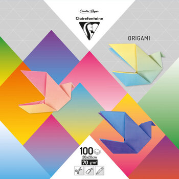 CLAIREFONTAINE Origami Uni, Pack De 100 Feuilles 20X20Cm 70G, Assortiment Couleurs Dégradées