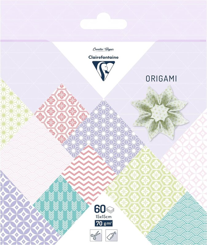 CLAIREFONTAINE Origami, Pochette De 60 Feuilles 15X15Cm 70G, Printemps