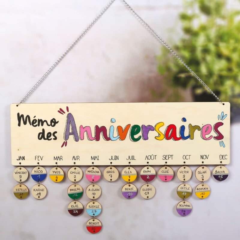 GRAINE CREATIVE Calendrier Des Anniversaires En Bois 400X120