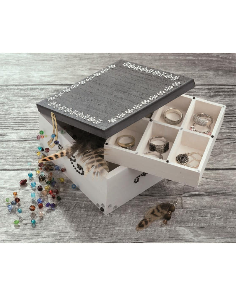 GLOREX Boîte À Bijoux En Bois 13,5X12,8X7,5Cm, Pin