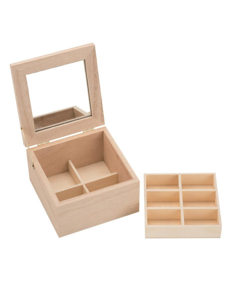 GLOREX Boîte À Bijoux En Bois 13,5X12,8X7,5Cm, Pin