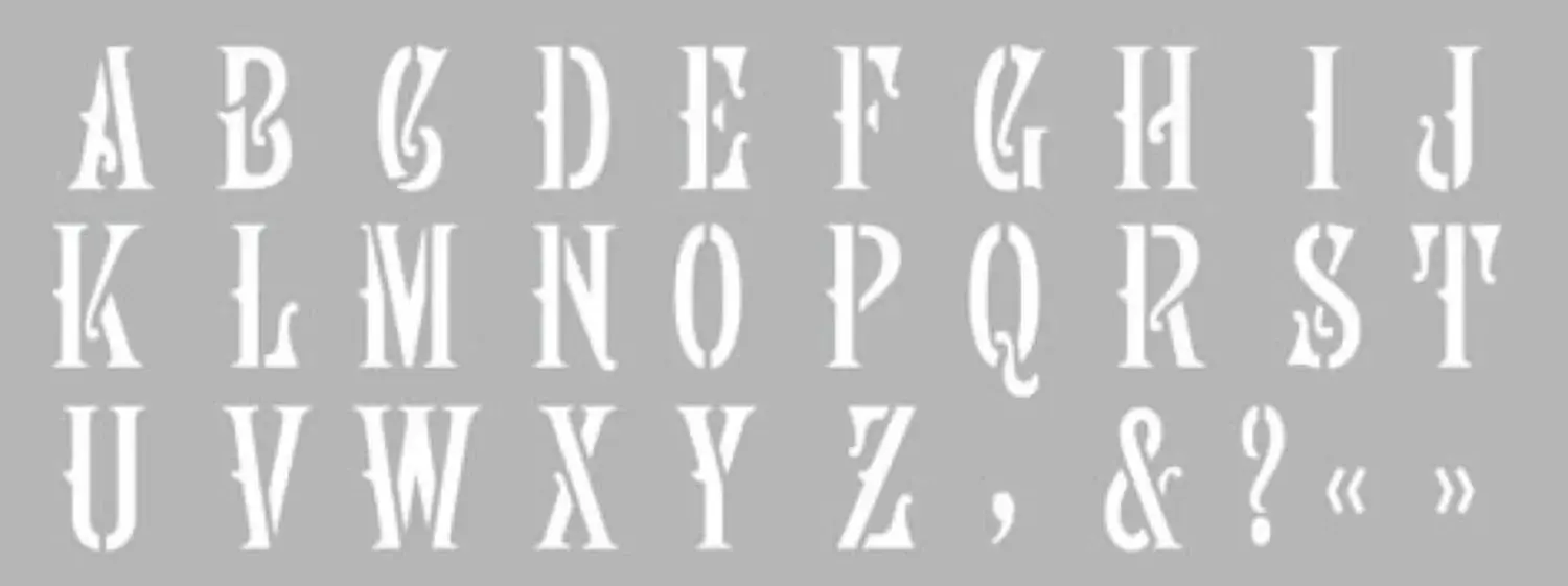 GRAINE CREATIVE Pochoir Decor 15*40 Alphabet N°3 (Contient 2 Planches Alphabet Maj+Min)