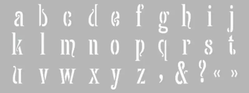 GRAINE CREATIVE Pochoir Decor 15*40 Alphabet N°3 (Contient 2 Planches Alphabet Maj+Min)