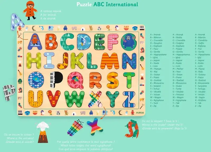 DJECO Puzzle Bois Abc International